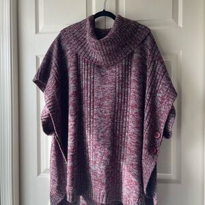 Woman Within Burgundy Knit Poncho